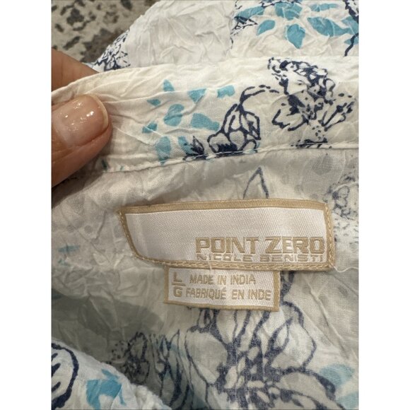 Point Zero Womens Large Floral Button-Up Blouse With Tie Belt - Picture 5 of 7